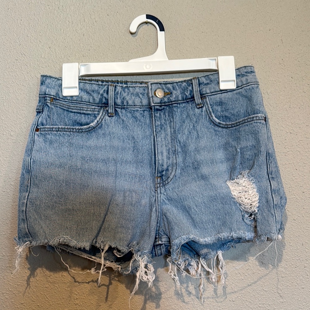 Wrangler Light Blue Distressed Jean Shorts